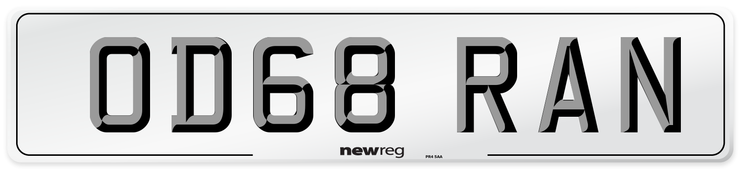 OD68 RAN Number Plate from New Reg